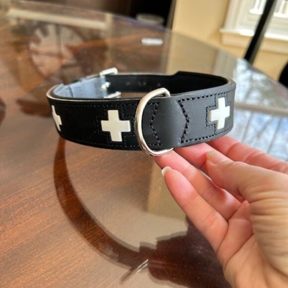 NEW Never Worn Hunter Swiss Black Leather Dog Collar L 65 - Picture 2 of 5